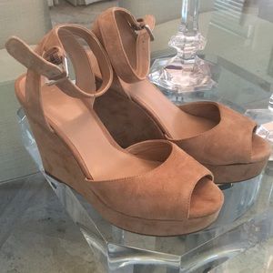 AQUA suede wedges , used condition.